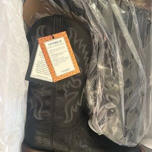 Lucchese Black Ostrich Leather Boots